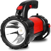 Buxibo 2 in 1 Zaklamp - Oplaadbare Zaklamp en Powerbank - 8 Standen verlichting - Met Rode Alarm Licht - Standen Sterk/Dim/Knipperend/Rood - Verstelbare Handvat - Zaklamp voor Klussen/Reizen/Kamperen/Auto/Outdoor