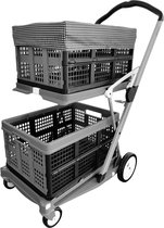 Clax opvouwbare boodschappen trolley Incl. 2 vouwkratten & krathoes | Laadcapaciteit: 60 kg