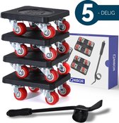 Nibor® 5- Delige Meubelroller Set - Eenvoudig Verplaatsen Zware Meubels – Inclusief 4x Meubeltransporter en Meubellift – 800 KG Belasting – Meubelverplaatser – Meubelglijders – Meubelhondje