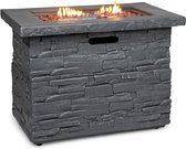 Blumfeldt Anafi gashaard 40.000 BTU/13 kW - Open haard voor buiten - Tafelmodel 89,5 x 65,5 x 51 cm - polystone - vlam in lavastenen - Roestvrijstalen brander