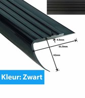 Trapneusprofiel trapprofiel PVC Rubber - 51,5x42mm | Zwart | Lengte 110cm - Rubber hoekprofiel - trapneus - rubber hoekprofiel - traptrede profiel