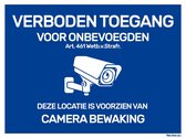 Bord "Verboden toegang voor onbevoegden - Camera bewaking" 20x15 cm - Voor binnen & buiten