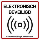 Sticker elektronisch beveiligd - 5.5x5.5 cm - binnen & buiten - 2 stuks - Alarm sticker / Camerabewaking sticker