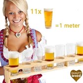 FSC® Houten 1 Meter BIER Dienblad | Biermeter | Bierlat | Meter Bier dienblad met gaten | Bierglashouder | Voor 11 Glazen bier | Afm. 100 x 8,5 x 10 Cm.