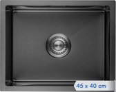 LOMAZOO Spoelbak Antraciet / Gun Metal  (45x40) – Spoelbak Keuken - Spoelbakken Keuken – Wasbak Keuken - RVS [LYNX]