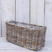 Vensterbankmand - Langwerpig - Lengte 50cm - Riet - Rotan - Grey - Met plastic voering