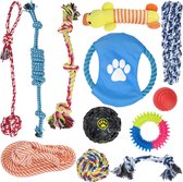 AdroitGoods Honden Speelgoed Set - 12 Delig - Hondenspeelgoed Intelligentie - Honden Speeltjes - Sterk - Bijtketting Hond - Puppy Speelgoed - Frisbee/Bal/Kauwketting/Knuffel/Bijtring