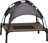 Honden Ligbed met zonnedak - Hondenstretcher met zonnetent - Honden - Koffie- zwart - L61 x B46 x H61 cm