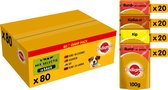 Pedigree Adult in Saus Honden Natvoer - vier verschillende smaken - 80 x 100 gram