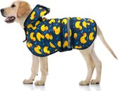 Sharon B - Regenjas voor honden - eendjes - mesh voering - maat M - ruglengte 32 cm- borstomvang 41 cm - nekomvang 30 cm - hondenregenjas - reflecterend in het donker