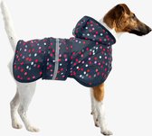 Sharon B - Regenjas voor honden - mesh - stipjesprint - maat XL - ruglengte 40 cm- borstomvang 46 cm - nekomvang 34 cm - hondenregenjas - reflecterend in het donker