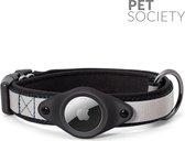 PetSociety Hondenhalsband Airtag - Reflecterend - Zwart - Verstelbaar - 25 tot 40 cm - Tracker- GPS - Geschikt voor Apple Airtag - Hondenriem - Honden Accessoire -