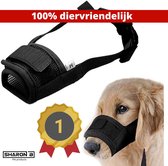 Diervriendelijke muilkorf zwart - maat L -  18 cm Snuit omvang | 8,5 cm snuit lengte - ideaal voor grotere honden - tegen bijten, happen, slopen en poep eten - machine wasbaar - ademend en comfortabel