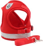 IGOODS - Kattenharnas - met Reflecterende Strip - Leash set - knaagdieren - ROOD MAAT S