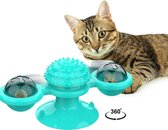 Pepets © - Kattenspeeltje - Speelgoed Katten - Interactief Speelgoed Kat - Interactief Kattenspeeltje - Roterend Speeltje - Lichtspeeltje Kat - Laserspeeltje kat - Ronddraaiend Kattenspeeltje - Turquoise - Kattenkruid, 2xLedbal, 2 x Belletje GRATIS