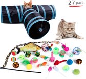 Ecorio Kattenspeeltjes - 27 Delige set - Kattentunnel - Speeltunnel - Kattenspeelgoed - Kattenhengel