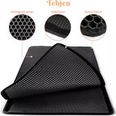 TEBJEN Kattenbakmat – Schoonloopmat Kattenbak – Katten Grit Opvanger – Dubbele Waterdichte Laag – Uitloopmat Kattenbak – Kattenverzorging – Kattenbak Accessoires – Gritmat – Zwart 40x50cm – Katten Mat – Kat Benodigdheden