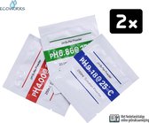 Ecoworks pH kalibratiepoeders - Twee complete sets van 3 poeders 4.01, 6.86 en 9.18 - pH meter kalibratie - Kalibratievloeistof - Chloormeter - Ijkvloeistof
