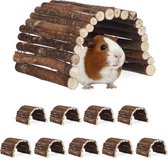 Relaxdays 10x loopbrug hout - hamsterbrug - knaagdieren - brug - tunnel - natuurlijk