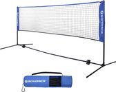 SONGMICS 4 m badmintonnet, tennisnet, in hoogte verstelbaar, set bestaande uit net, stevig ijzeren frame en SYQ400 transporttas