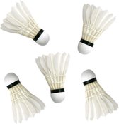 Set van 5x stuks badminton shuttles met veertjes wit 9 x 6 cm - Veren shuttles om mee te badmintonnen