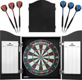 ABC Darts - Dartkabinet Met Dartbord en 2 Sets Dartpijlen - Zwart