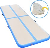 vidaXL Gymnastiekmat met pomp opblaasbaar 400x100x10 cm PVC blauw