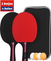 Tafeltennis set van 2 tafeltennis batjes & 4 ballen - Pingpong set table tennis - Pingpong batjes