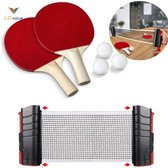Tafeltennis Set – Ping Pongset – Tafeltennis Batjes – Pingpong – Tafel Tennis Ballen – Balletjes – Net – Uitschuifbaar