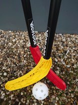Vicfloor straathockey set - gele en rode stick (1meter) - twee ballen