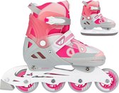 Nijdam Skates Combo Verstelbaar - Bold Berry - Fuchsia/Zilvergrijs/Wit/Roze - Maat 33-36