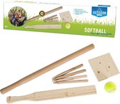 Outdoor Play slagbal set - Speelgoed - Knuppel en slagplank - Inclusief thuisplaat - Inclusief tennisbal