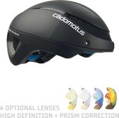 CADOMOTUS Omega Aero Helm | Professionele Aerodynamische Helm |  Schaatshelm | Fietshelm | Triathlonhelm | Ultra Licht & Lage weerstand | Voor Volwassenen | Maat S (50-55 cm) Matzwart | Vizier Optioneel
