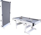 Cougar Hustle XL opklapbare Pooltafel Wit/Grijs - 6ft. Pooltafel voor thuis - Poolbiljart tafel inclusief één set poolballen, triangel, 2 keuen, biljartkrijt en een borstel - 183x91x79cm