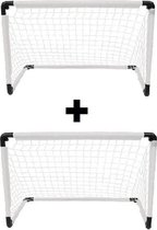 2x Voetbalgoals/voetbaldoelen 90 x 59 x 61 cm - Inklapbaar/vouwbaar - Buitenspeelgoed - Buiten spelen - Sporten - Sportief speelgoed - Voetballen - Voetbaldoelen/voetbalgoals