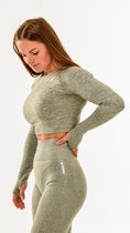 Vital sportoutfit / sportkleding set voor dames / fitnessoutfit legging + sport top (olive-grey)