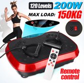 220V 200W Trilplaat-Fitness Trilplaten-Fitnessapparaat-tot 150KG-voor fitness-met Weerstandsbanden en Afstandsbediening-Rood Zwart