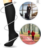 Kangka Compressiekousen - Steunkousen Maat 39-41 (L/XL) - Compressie sokken voor Hardlopen - Wandelen - Reizen - Zittend & Staand Beroep - voor Mannen en Vrouwen - Zwart