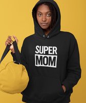 Moederdag Hoodie Super Mom Zwart | Maat XL | Moederdag Cadeautje