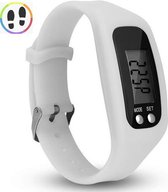 Digitale Stppenteller - Pedometer - Horloge Stappenteller - Met Tijdsweergave - Calorie Verbruik - LCD - Wit