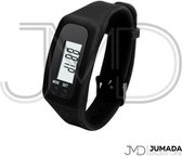 Jumada's Stappenteller - LCD Horloge - Armband - Tracker - Siliconen - Breed - Zwart