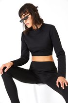 cúpla Women's Activewear Crop Sweatshirt Sportswear for Training Gym Running Yoga with Elastic Band