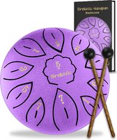BrellaVio Handpan met Lesboek - 16cm - Paars - Healing Steel Tongue Drum - Hand Klankschaal - Hang Drum - Lotus Tong Muziektherapie