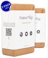 Positive Things Yoga Blok eco natuurkurk - Incl Yogales - Afgeronde hoeken (2 PACK)