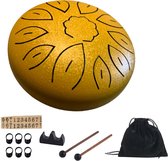 Revelations® Steel Tongue Drum Inclusief Draagtas - 15 cm - 11 Tongen - Lotus Drum - Klankschaal - Klanktherapie - Sound Healing - Goud