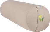 Yoga Bolster Rond - Ecoyogi – 60 x 20 cm – 3,9 kg - Sand – Eco katoen - GOTS gecertificeerd - Yoga rol