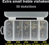 Vishaakjes - Vishaakjes set - Dreg - Treble vishaken set - Dreghaak - Vissen - Visdoos - 50 stuks - XS - Maat 20 16 14 12 10