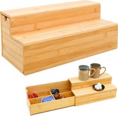 Bamboe Box voor Koffie en Thee - 36x17x16 Koffiecapsules Organiser - Houten Doos