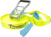 Slackline-set Basic L, 50 mm, lengte 15 m totaal (13+2 m), verkeersgeel