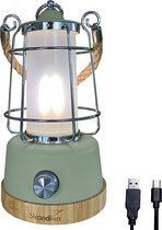 Skandika Kiruna LED-Lamp – Buiten Lantaarn – Lamp – Tent lamp - Buitenverlichting – Buiten lamp - Retro outdoor camping lamp met powerbank, traploos dimbaar, draadloos, oplaadbare batterij, USB, warm en koud wit, 75h lichtduur – groen